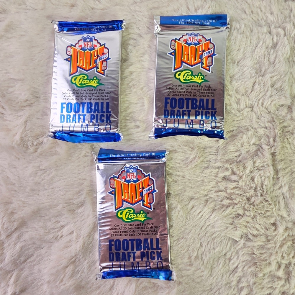 Lot of 3 1993 Classic NFL Draft Football Jumbo Packs Sealed 23ct Bledsoe RC